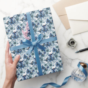 Elegant Blauw Chintz Patroon Cadeaupapier