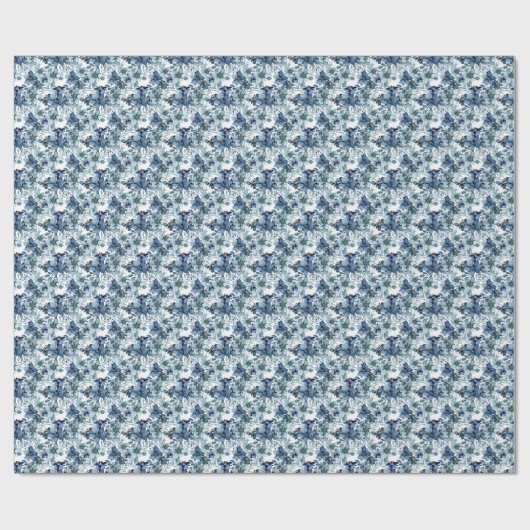 Elegant Blauw Chintz Patroon Cadeaupapier (Vlak)