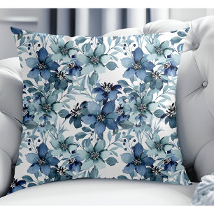 Elegant Blauw  Chintz Patroon Kussen