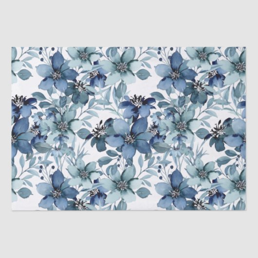 Elegant Blauw Chintz Patroon Tissuepapier (Voorkant)