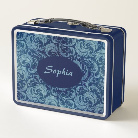 Elegant blauw Damaskpatroon (Achterkant)