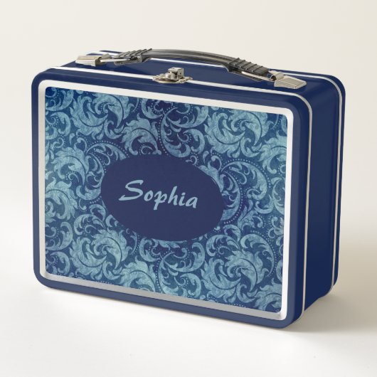 Elegant blauw Damaskpatroon (Voorkant)