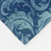 Elegant blauw Damaskpatroon Fleece Deken (Hoek)