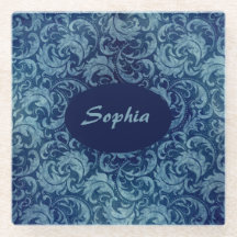 Elegant blauw Damaskpatroon