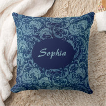 Elegant blauw Damaskpatroon