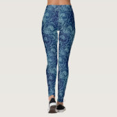 Elegant blauw Damaskpatroon Leggings (Achterkant)