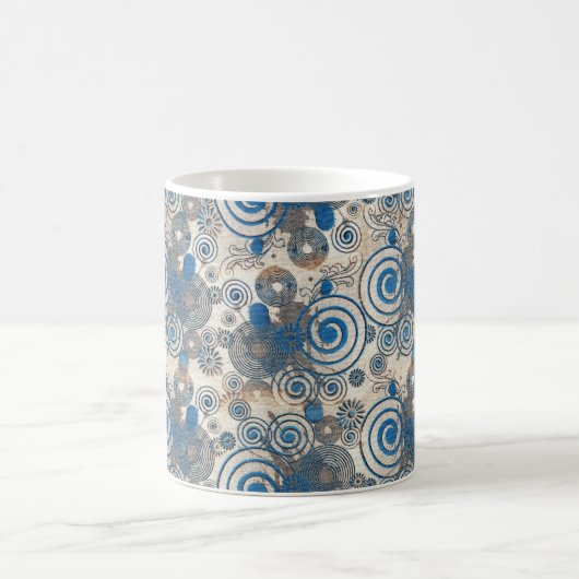 Elegant blauw draai patroon achtergrond ontwerp magische mok (Center)