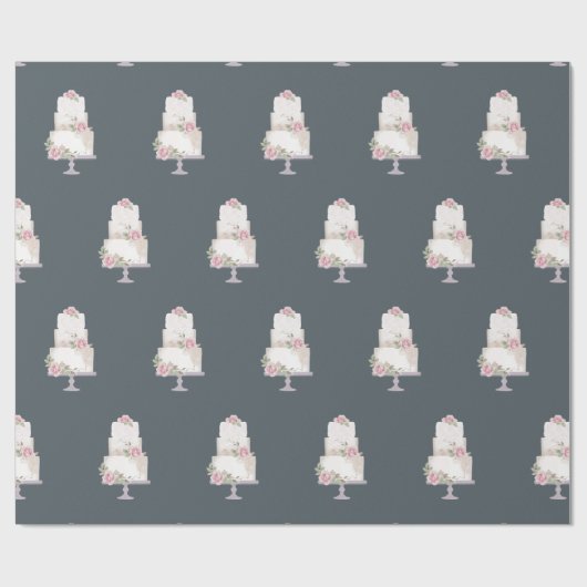 Elegant Blauw Drie Niveau Cake Cadeaupapier (Vlak)