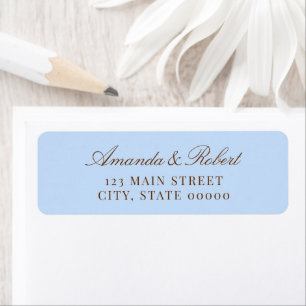 Elegant Blauw en Bruin Huwelijk Retouradres Etiket