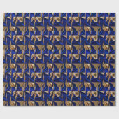 Elegant blauw en goud Abstract patroon Cadeaupapier (Vlak)