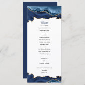 Elegant blauw en goud agaat menu (Voorkant / Achterkant)