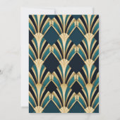Elegant Blauw en Goud Art Deco Bruiloft Kaart (Achterkant)