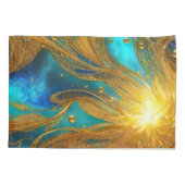 Elegant Blauw en Goud Burst Kussen Hoesje Kussensloop (Achterkant)