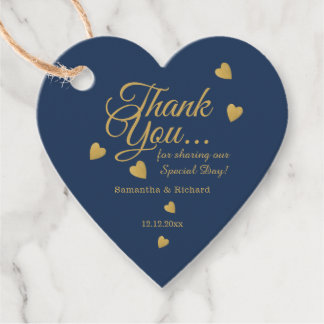 Elegant Blauw En Goud Dank Je Hart Trouw   Bedankjes Labels