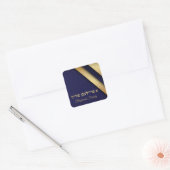 Elegant blauw en goud Joods Een Freilichen Poerim Vierkante Sticker (Envelop)