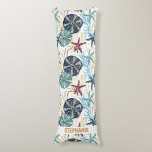Elegant blauw en goud oceaan schatten patroon lichaamskussen