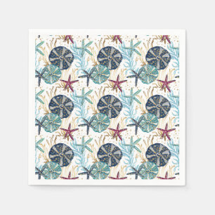 Elegant blauw en goud oceaan schatten patroon servet