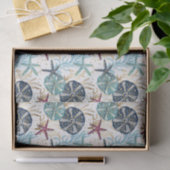 Elegant blauw en goud oceaan schatten patroon tissuepapier (Geschenk)