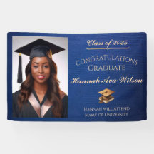 Elegant blauw en gouden Afstuderen banner