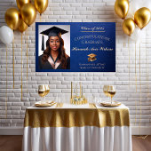 Elegant blauw en gouden Afstuderen banner