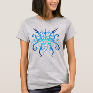 Elegant Blauw en Grijs Stam Masker Abstract Design T-shirt