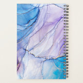Elegant Blauw en Paarse Gemarmerd Monogram Planner (Achterkant)