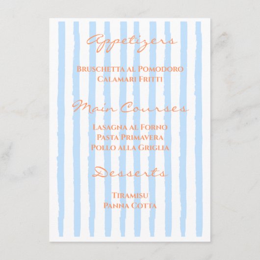 Elegant blauw en sinaasappel Menu (Achterkant)