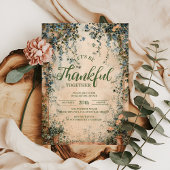 Elegant blauw en Sinaasappel Thanksgiving Diner Kaart