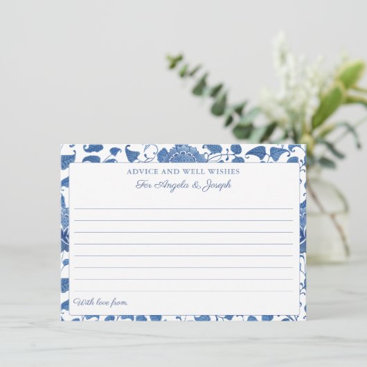 Elegant blauw en wit advies en wenst Kaart (Staand voorkant)