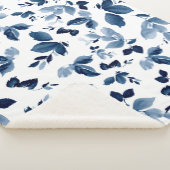 Elegant Blauw en Wit Bloemen Sherpa Deken (3/4)