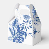 Elegant blauw en wit bloemenslinger bruiloft bedankdoosjes (Achterkant)