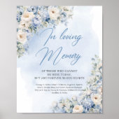Elegant Blauw en wit bloemig In liefdevolle herinn Poster (Voorkant)