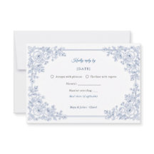 Elegant Blauw en Wit Chinoiserie Bloem Bruiloft