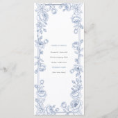 Elegant Blauw en Wit Chinoiserie Bloem Huwelijk Programma (Achterkant)