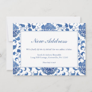 Elegant Blauw En Wit Chinoiserie Nieuw Adres Aankondiging