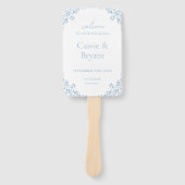 Elegant blauw en wit  fan huwelijksprogramma handwaaier (Voorkant)