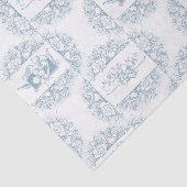 Elegant Blauw en Wit Gegraveerd Bloemen Tissuepapier (Detail)