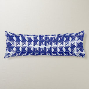Elegant blauw en wit Grieks patroon Lichaamskussen