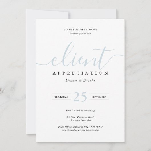 Elegant blauw en wit klantwaardering bedrijf kaart (Voorkant)