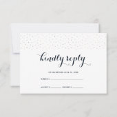 Elegant blauw en wit met delicate Stippen RSVP (Voorkant)
