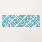 Elegant blauw en wit patroon en jouw naam yogamat (Achterkant (horizontaal))