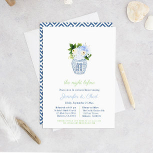 Elegant blauw en wit proefdinermiddag voor een huw kaart