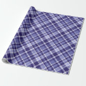 Elegant blauw en wit Schots tartanpatroon Cadeaupapier (Uitgerold)