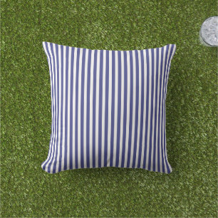 Elegant Blauw En Wit Strepenpatroon Buitenkussen