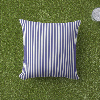 Elegant Blauw En Wit Strepenpatroon Buitenkussen