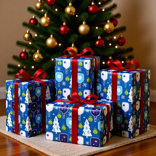 Elegant blauw en witte kerstpickleball tissuepapier