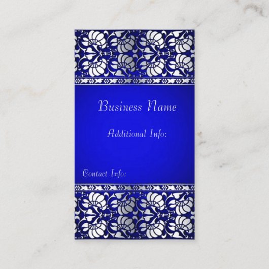 Elegant blauw en zilver verticaal visitekaartje (Voorkant)