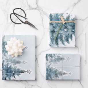 Elegant Blauw en zilver Winter Wonderland Inpakpapier Vel