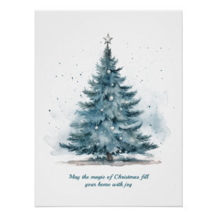Elegant Blauw en Zilver Winter Wonderland Perfect Poster