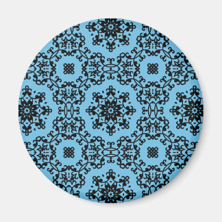 Elegant blauw en zwart damast decor magneet